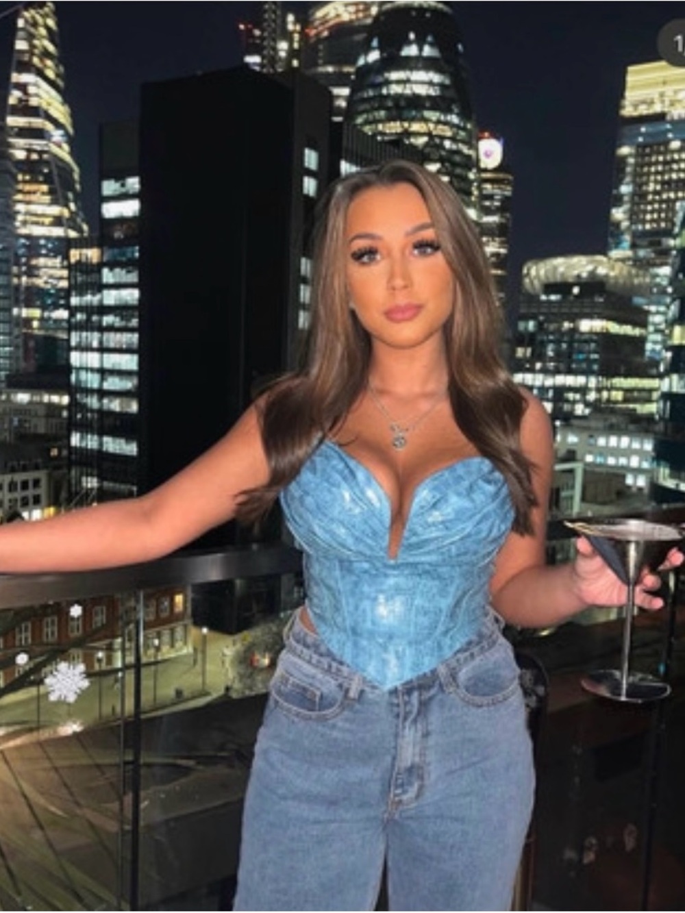 PrettyLittleThing Denim Blue Corset Bustier Top - Women